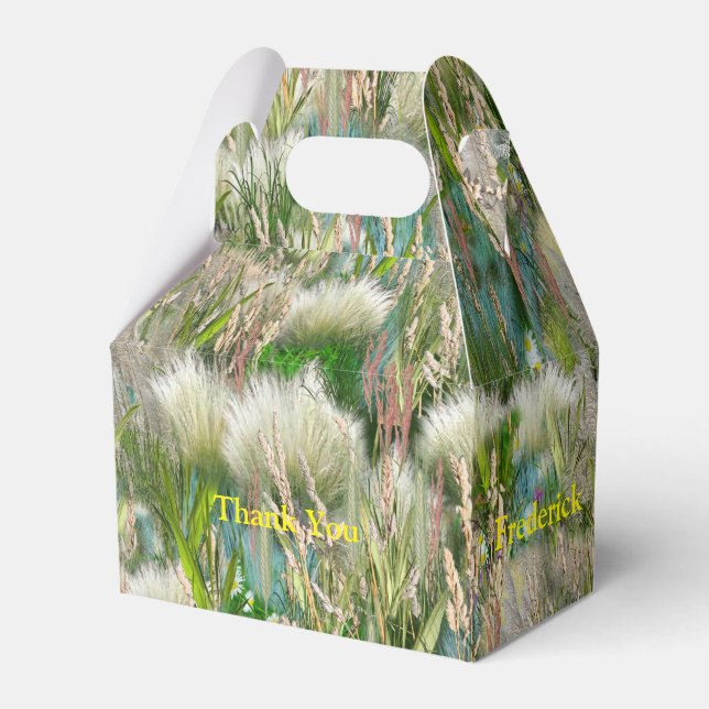Wild Eco-friendly Grasses & Spring flowers Favor Box (Front Side)