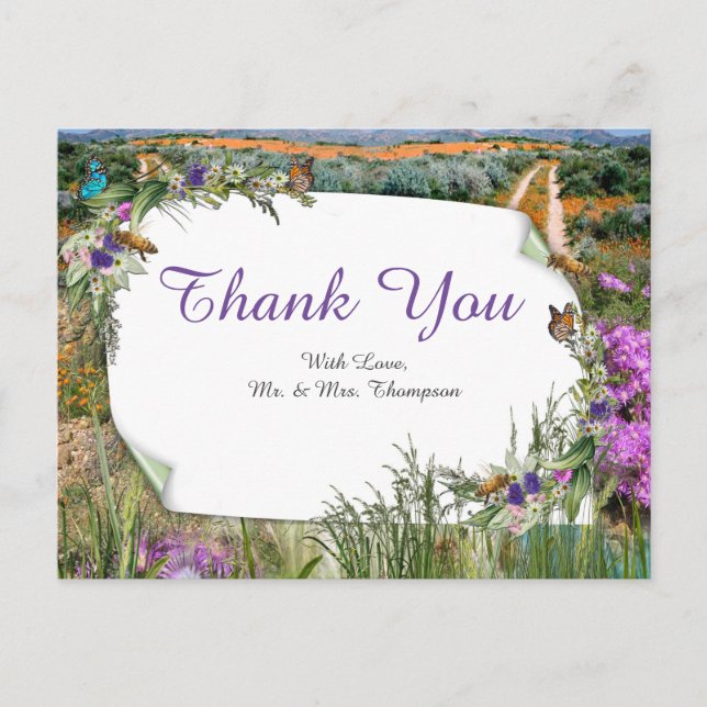 Wild Eco-friendly Grasses & Spring flowers Postcard (Front)