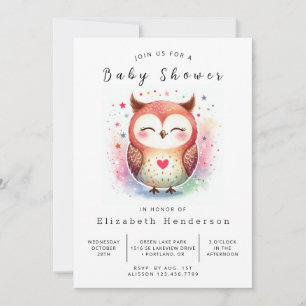 Wild Editable Owl Baby Shower Invitation