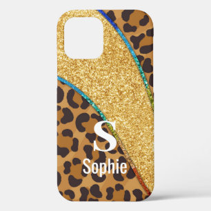 Wild Elegance: Animal Skin Custom Name w/ Monogram iPhone 12 Case