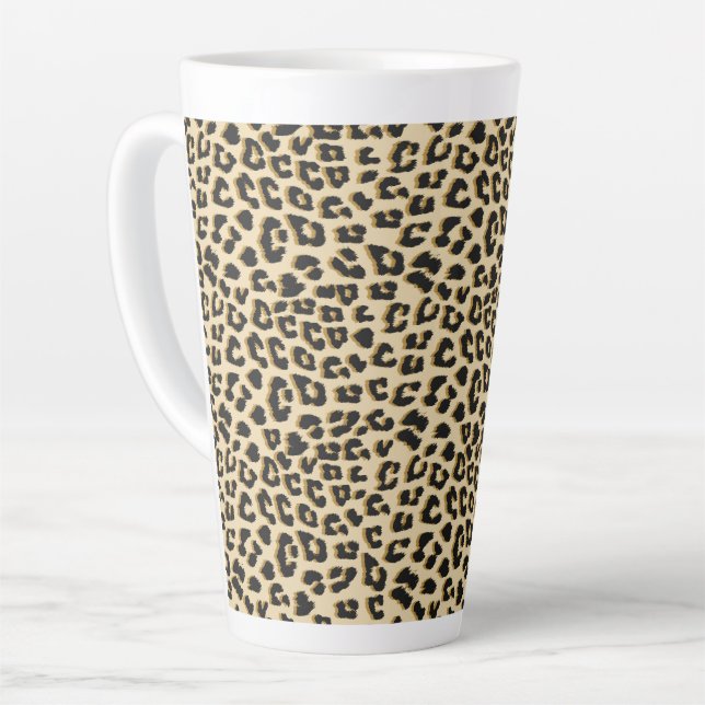 Wild Elegance Leopard Print Latte Mug (Left Angle)