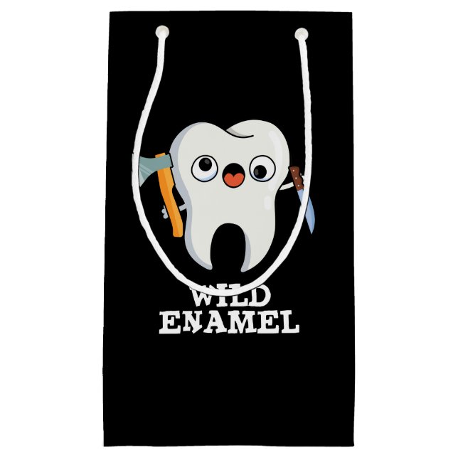 Wild Enamel Funny Wild Animal Tooth Pun Dark BG Small Gift Bag (Front)