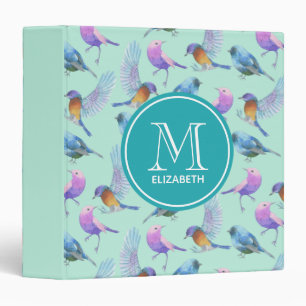 Wild Exotic Birds Watercolor Pattern Binder
