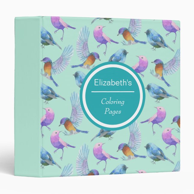 Wild Exotic Birds Watercolor Pattern Binder (Front/Spine)