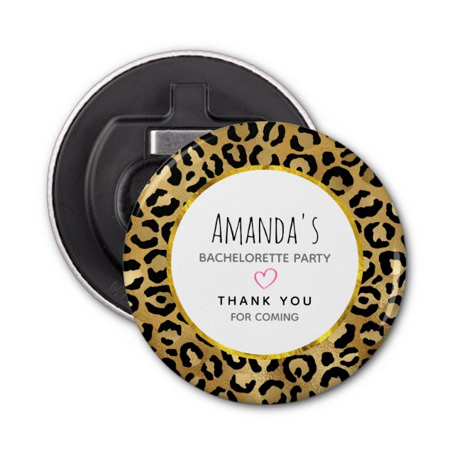 Wild & Exotic Leopard Print Pattern Bachelorette Bottle Opener (Front)