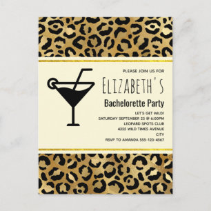 Wild & Exotic Leopard Print Pattern Bachelorette Invitation Postcard