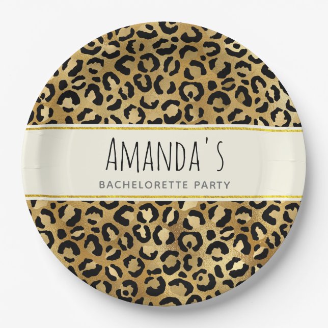 Wild & Exotic Leopard Print Pattern Bachelorette Paper Plate (Front)