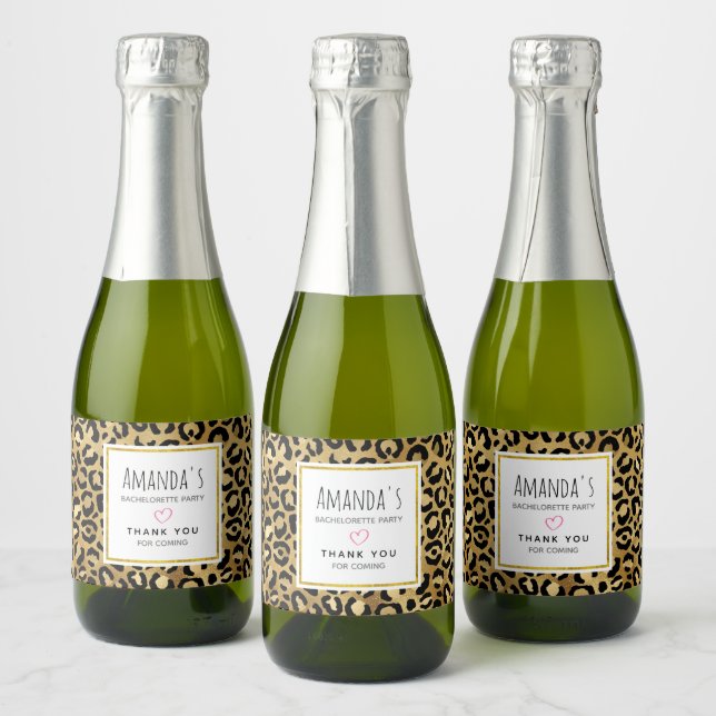 Wild & Exotic Leopard Print Pattern Bachelorette  Sparkling Wine Label (Bottles)