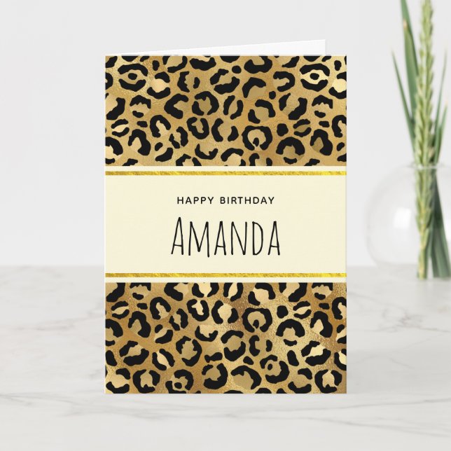Wild & Exotic Leopard Print Pattern Birthday Card (Front)