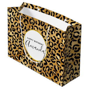 Wild & Exotic Leopard Print Pattern Birthday Large Gift Bag
