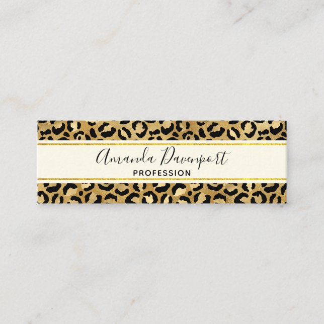 Wild & Exotic Leopard Print Pattern Mini Business Card (Front)