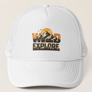 Wild Explore Vintage Mountain Adventure Outdoor Trucker Hat