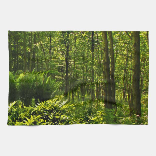 Wild Fern Abstract Kitchen Towel (Horizontal)