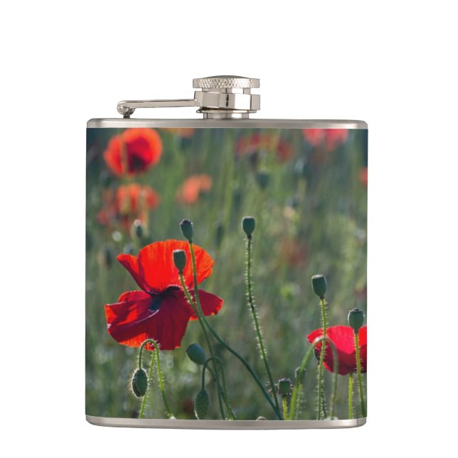 Wild Field of Poppies Hip Flask (Front)