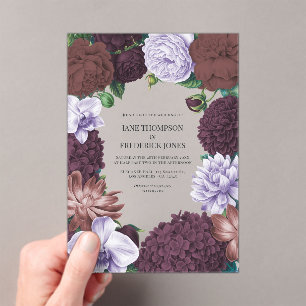 Wild Fig, Cocoa Rose & Soft Lavender Wedding Acrylic Invitations