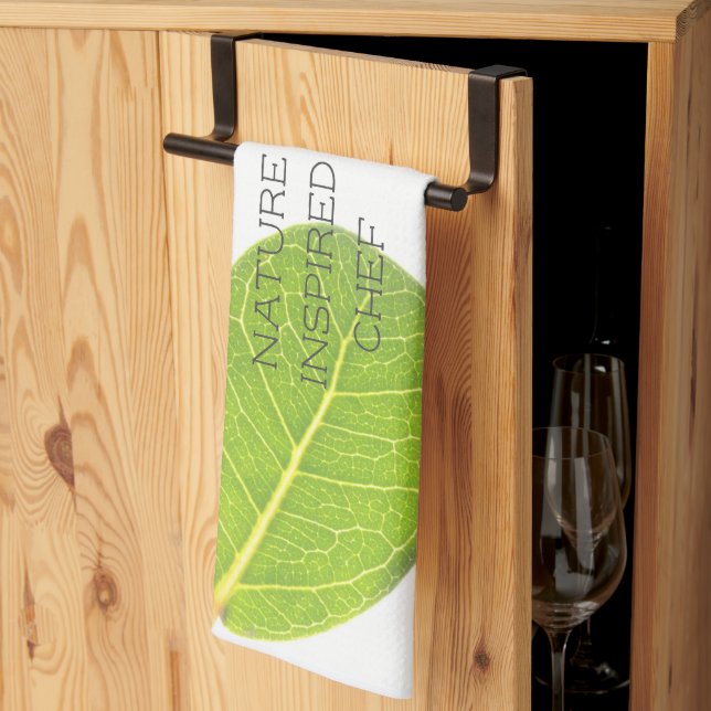 Wild Fig Leaf Minimalism Nature Inspired Chef  Kitchen Towel (Thirds Fold)