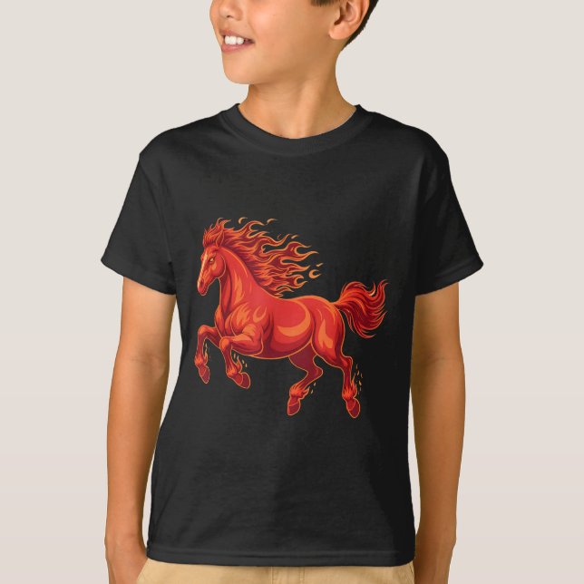 Wild Fire Horse Chinese Zodiac Sign Lunar New Year T-Shirt (Front)