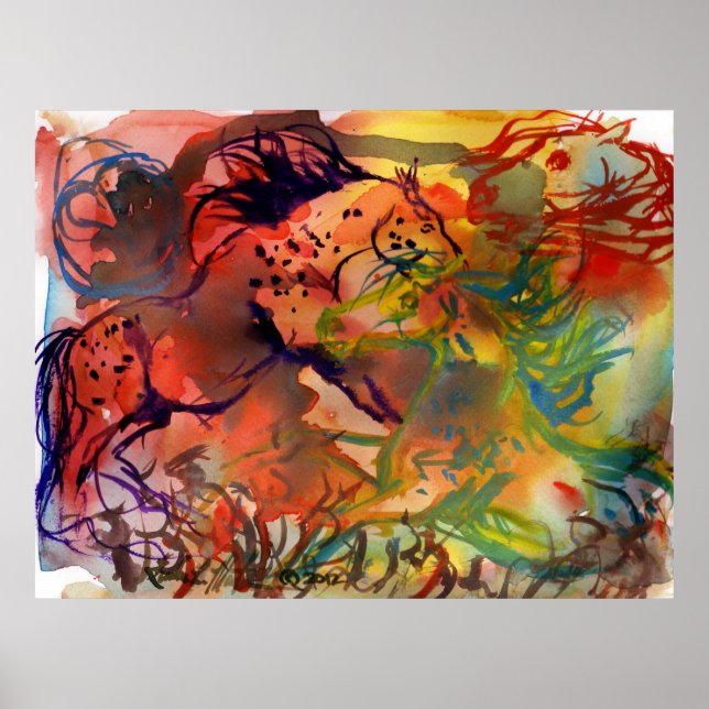 Wild Fire Horses Fine Art Abstract Print (Front)
