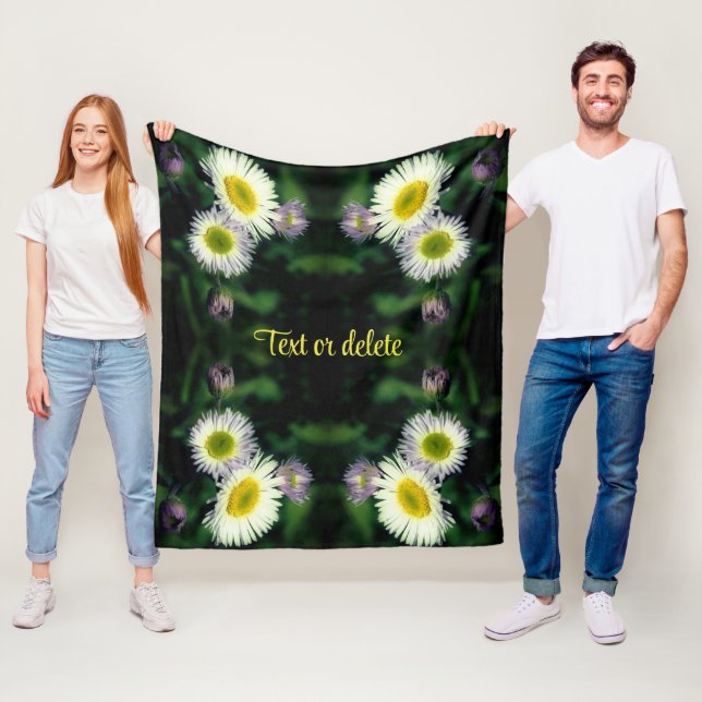 Wild Fleabane Daisy Flower Abstract Personalized Fleece Blanket (In Situ)