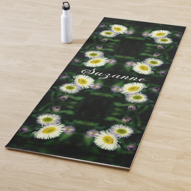 Wild Fleabane Daisy Flower Abstract Personalized Yoga Mat (In Situ)