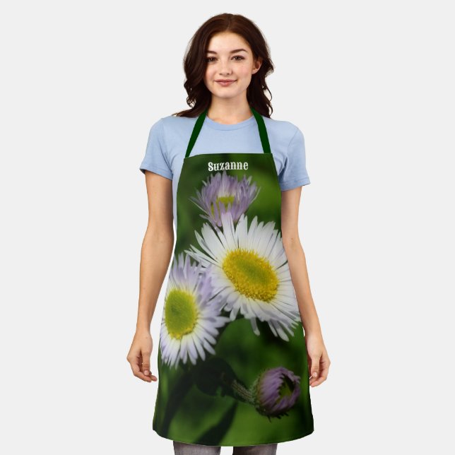 Wild Fleabane Daisy Flowers Nature Personalized Apron (Worn)