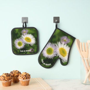 Wild Fleabane Daisy Flowers Nature Personalized Oven Mitt & Pot Holder Set