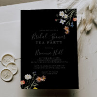 Wild Floral Black Bridal Shower Tea Party