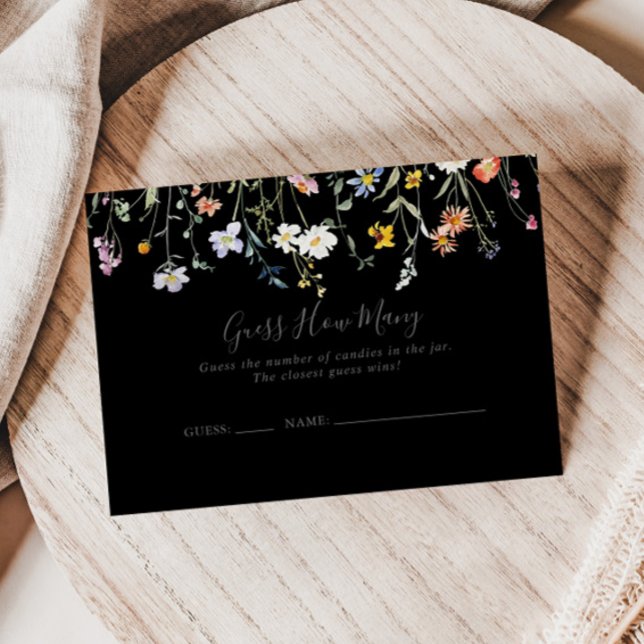 Wild Floral Black Devinez Combien De Carte De Jeu (Créateur téléchargé)