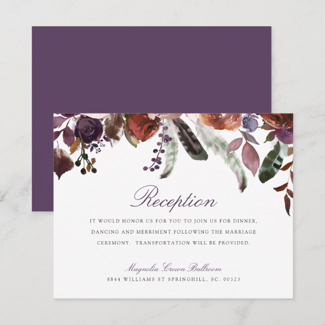 Wild Floral Bloom | Reception Insert Invitation (Front/Back)