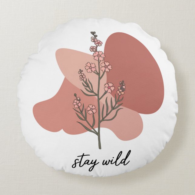 Wild Floral Design  Round Pillow (Front)