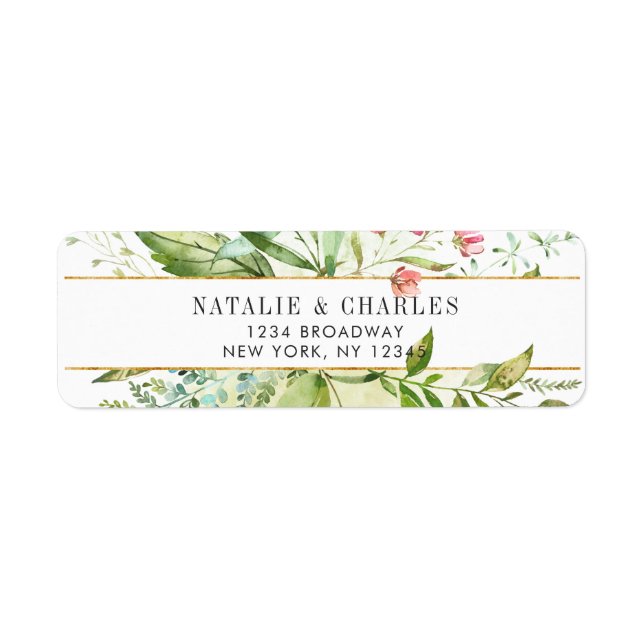 Wild Floral Green Foliage Return Address (Front)