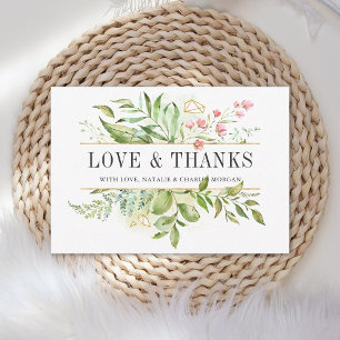 Wild Floral Green Foliage Wedding Thank You Card