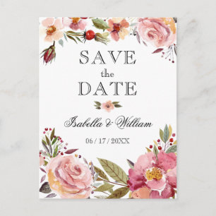 Wild Floral Summer Boho Save the Date Wedding Announcement Postcard