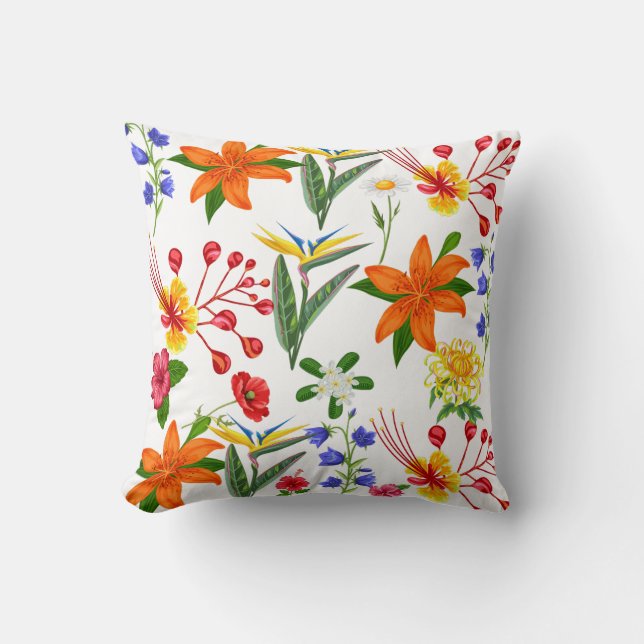 Wild floral  throw pillow (Front)
