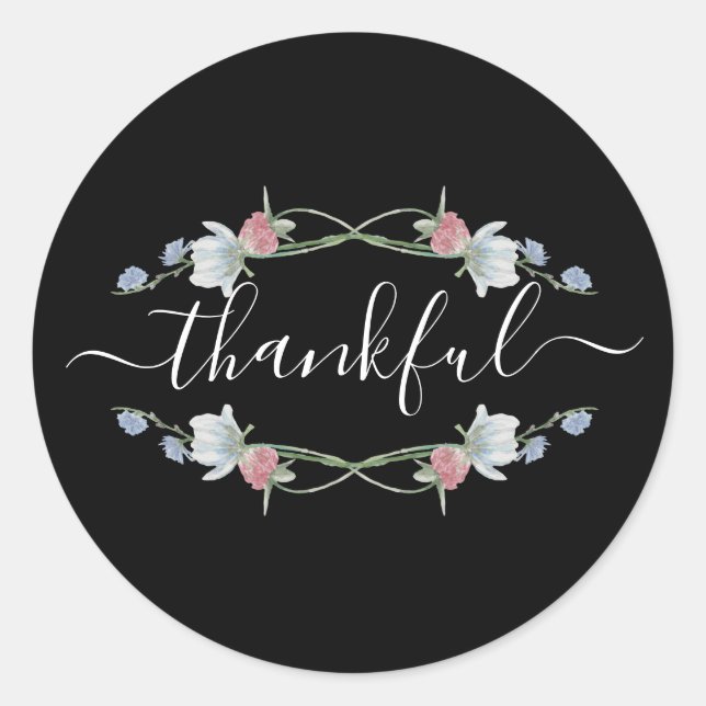 Wild Floral Wreath, Thanksgiving Classic Round Sticker (Front)