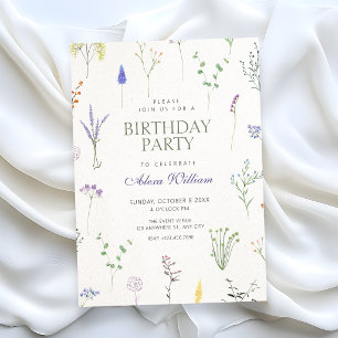 Wild florals birthday invitation