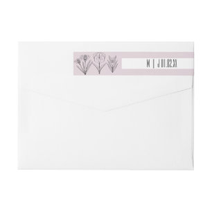 Wild Florals Hand Drawn Line Art Wedding Logo Wrap Around Label