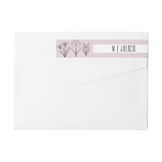 Wild Florals Hand Drawn Line Art Wedding Logo Wrap Around Label (Back)