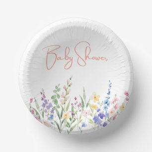 Wild Flower Baby Girl, Baby Shower Paper Plate