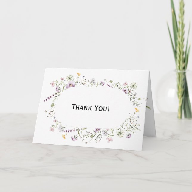 Wild Flower Bloom Thank You Folded Card (Front)