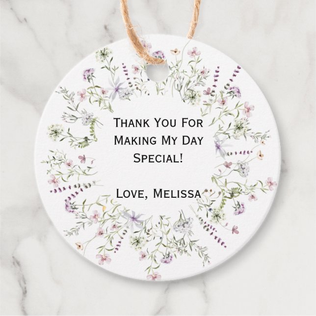 Wild Flower Blooms Favour Tags (Front)