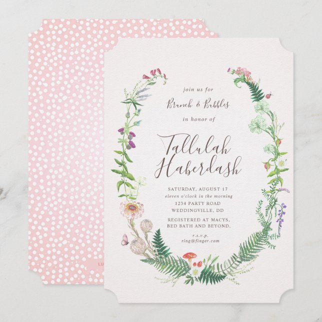 Wild Flower Brunch and Bubbly Invitation (Front/Back)