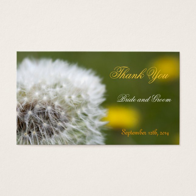 wild flower dandelion seeds wedding favour tag (Front)