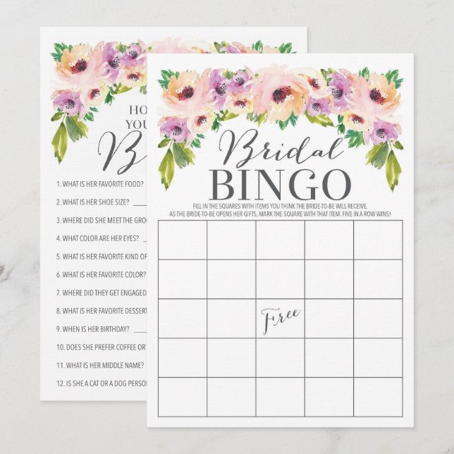 Wild Flower Double Sided Bridal Shower Game Invitation (Front/Back)