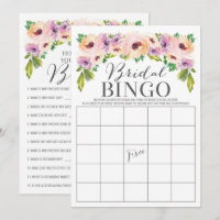 Wild Flower Double Sided Bridal Shower Game