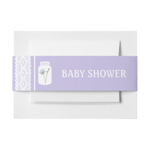 Wild Flower Mason Jar and Lace Baby Shower Invitation Belly Band