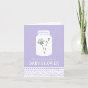 Wild Flower Mason Jar & Lace Baby Shower Thank You Card