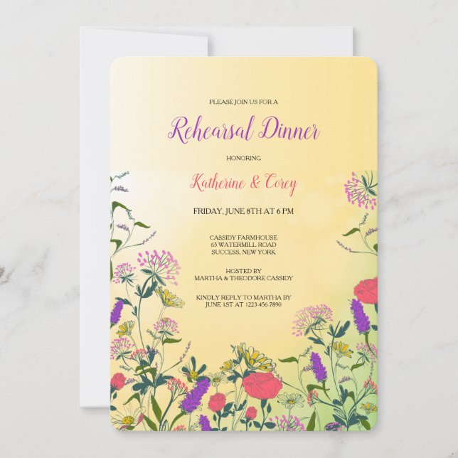 Wild Flower Medley Rehearsal Dinner Invitation (Front)