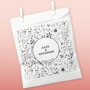 Wild Flower Monochrome Modern Favour Bag