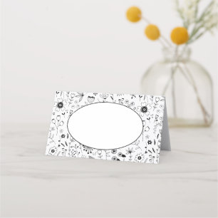 Wild Flower Monochrome Modern Name Place Card